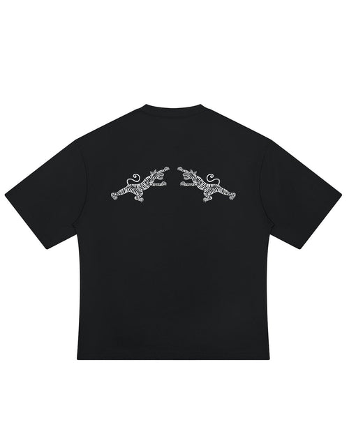 Bird of Paradise tee, back — facing tigers print